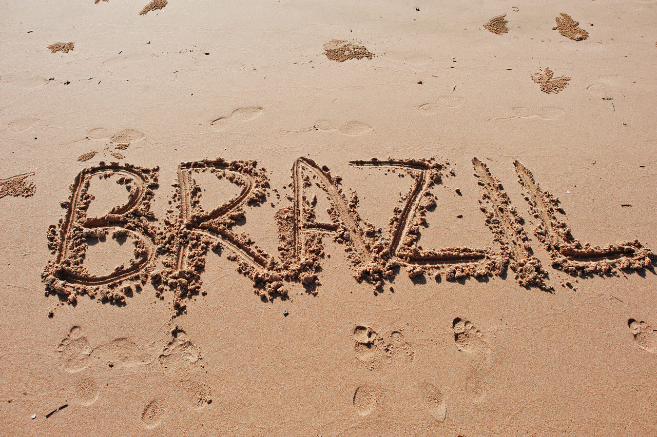 brazil written in the sand on the beach 2022 02 07 09 58 40 utc